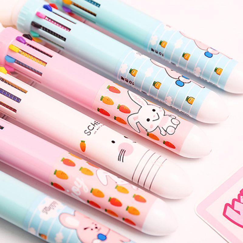10 Color 0.5mm Cute Cartoon Rabbit Ballpoint Pen Press School  Office Supplies