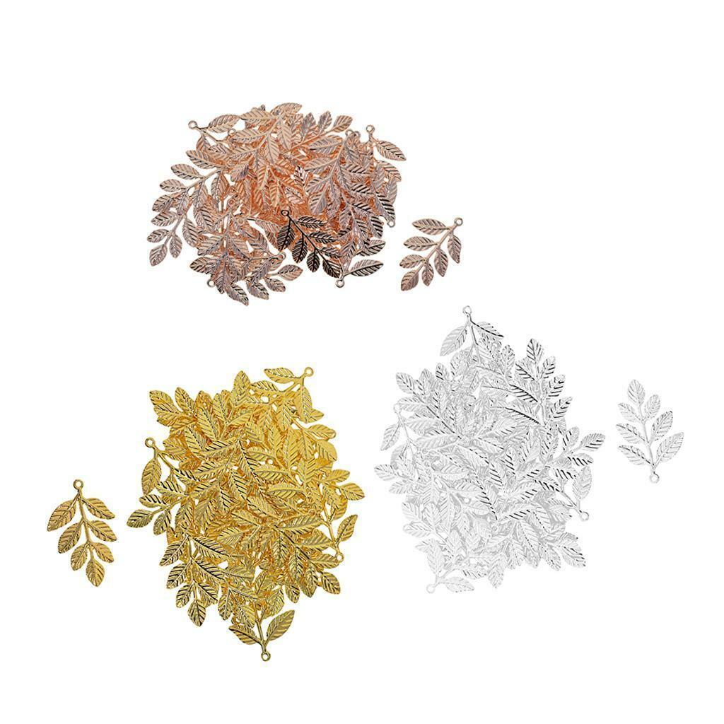 90x Large Filigree Leaf Branches Pendants Ornament Jewelry Findings Supplies