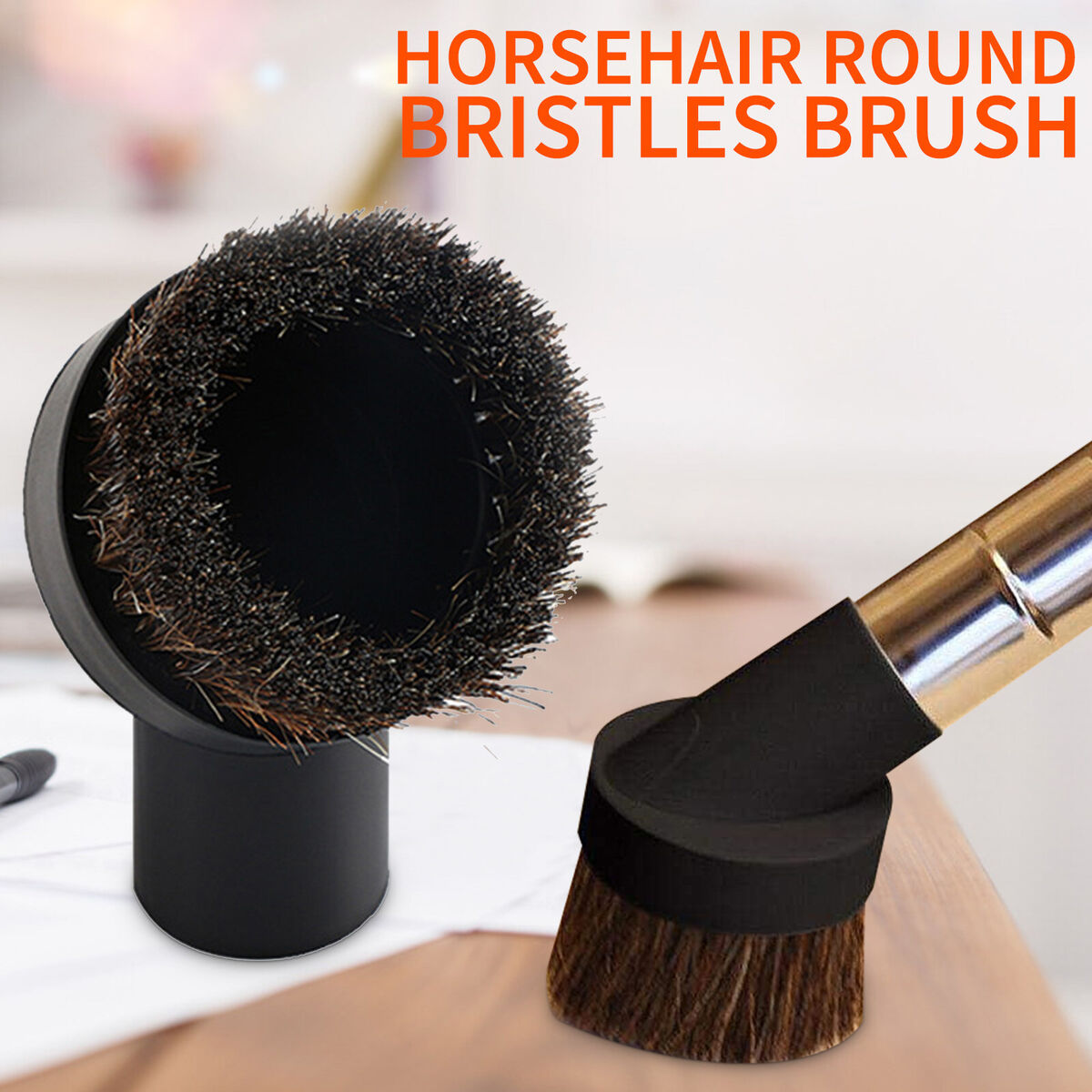 Horse Hair Vacuum Attachment 25mm Round Dust Brush Hose Adapter Replacement