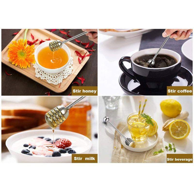6 Inch Stainless Steel Honey Dipper Stick Server Curved Wand Coffee Tea Stir Bar