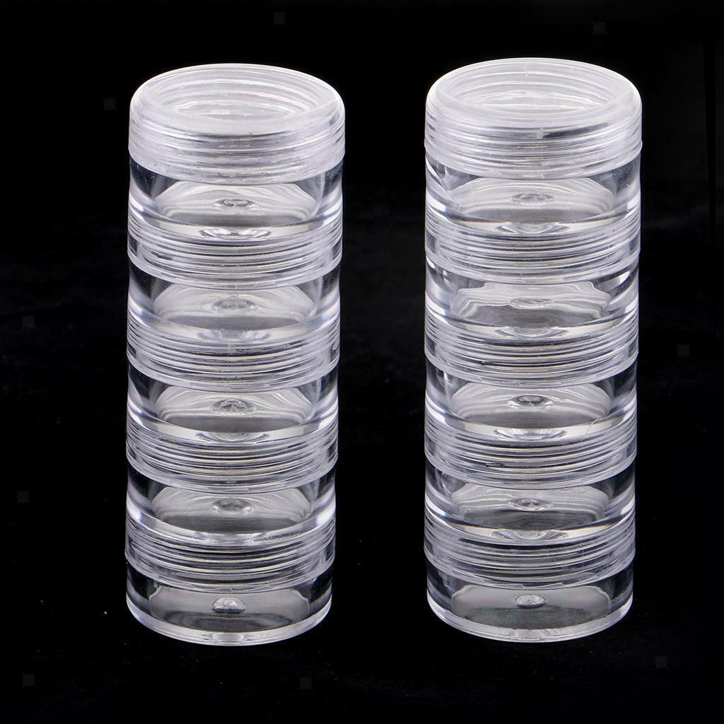 30Box Clear Round Plastic Stackable Containers Box Jar Organizer for Diamond