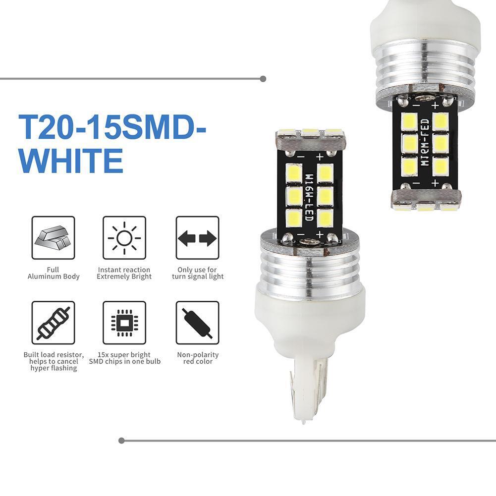 One Pair T20 15SMD 2835 LED Car Truck Turn Signal Lights Tail Lamp Bulb