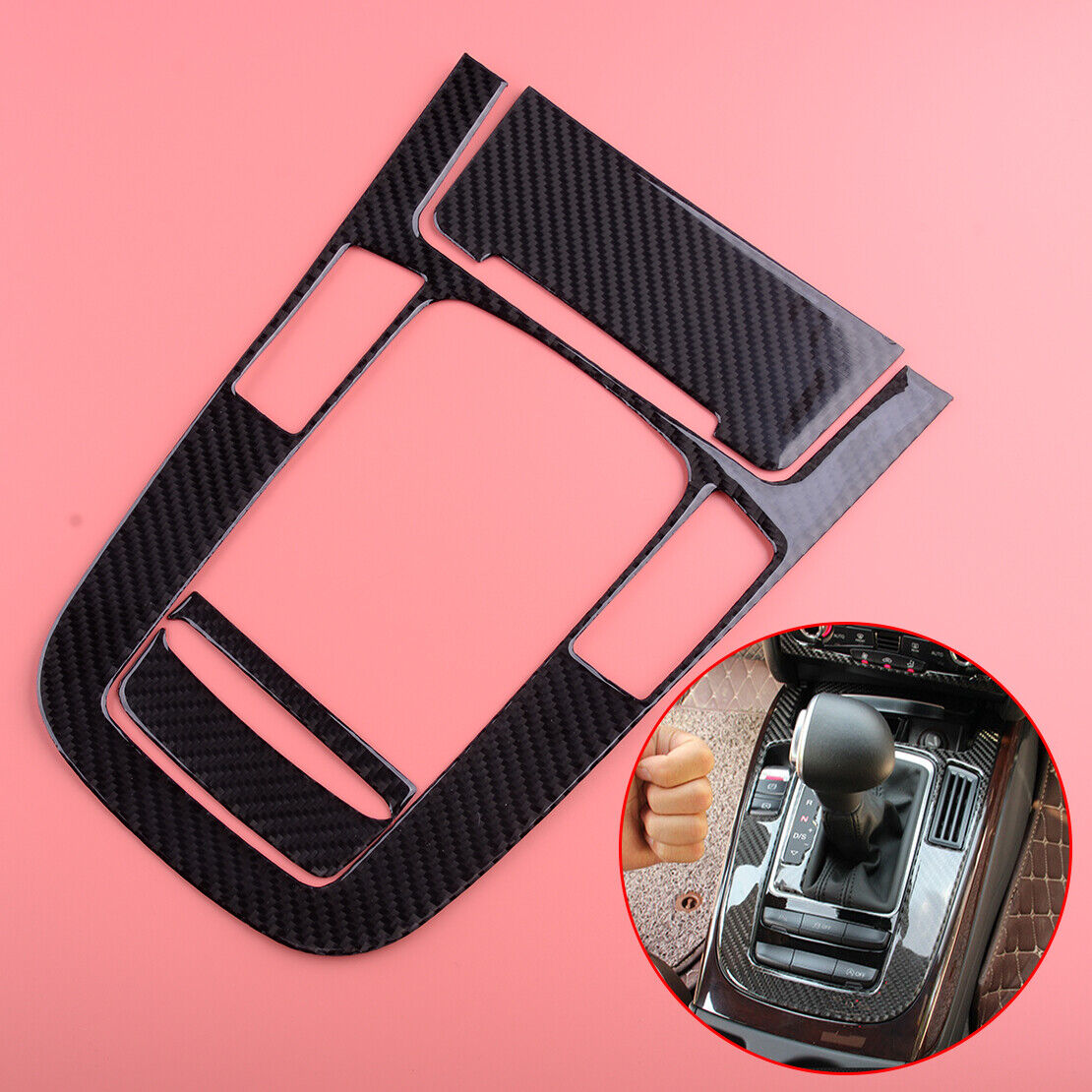 Carbon Fiber Center Control Gear Shift Panel Cover Trim Fit For Audi A4 A5