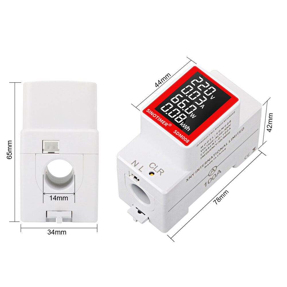 SDM008 Digital Wattmeter kWh Voltage Current Power Consumption Energy Meter