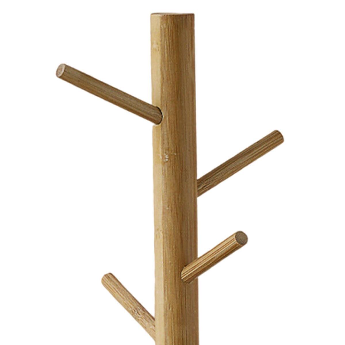 Wooden Tree Cup Holder with 4 Hooks Jewelry Hair Tie Organizer Dish Drying Rack