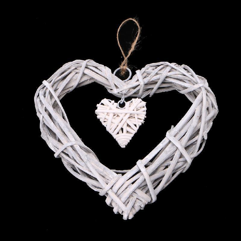 Heart Wicker Wreath Home Wall Hanging Wedding Birthday Party Ornament Decor