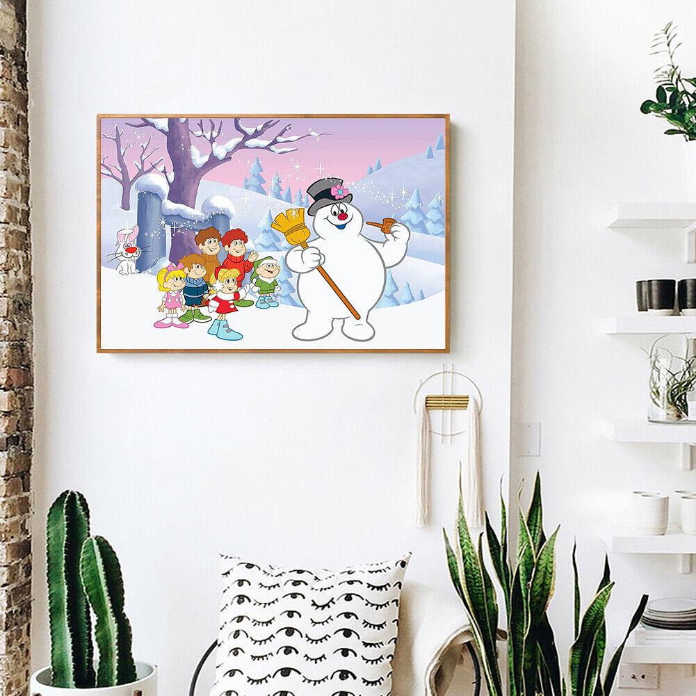 Full Diamond 5D Round Drill Picture Kit Painting Snowman and Friends DIY