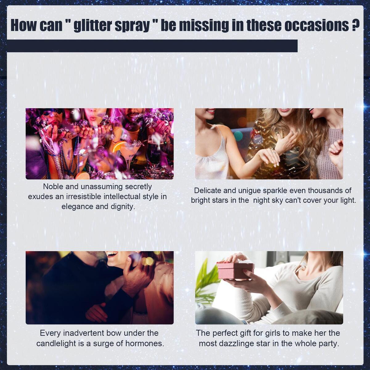 Body Glitter Spray Face Highlighter 60ml Sparkly Glow for Home Party Dating