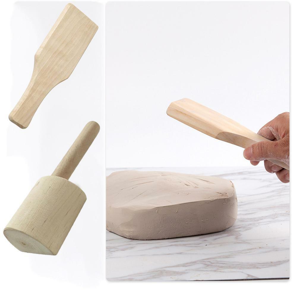 2Pcs Wooden Clay Paddle  Tool for Pottery  Hobbies Art Crafts