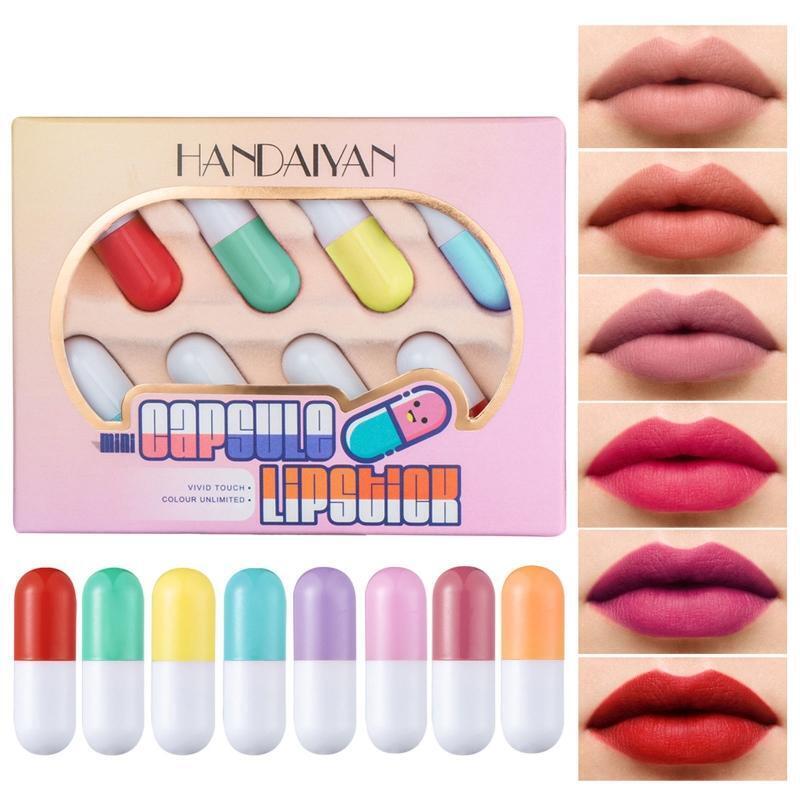 Mini Lipstick Set Waterproof Capsules Lipstick, Pill Shaped Lipstick,Lip Gloss