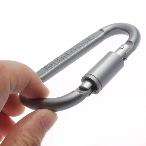 D-Shaped Aluminum Screw Lock Hook Clip Keyring Outdoor Camping Sport