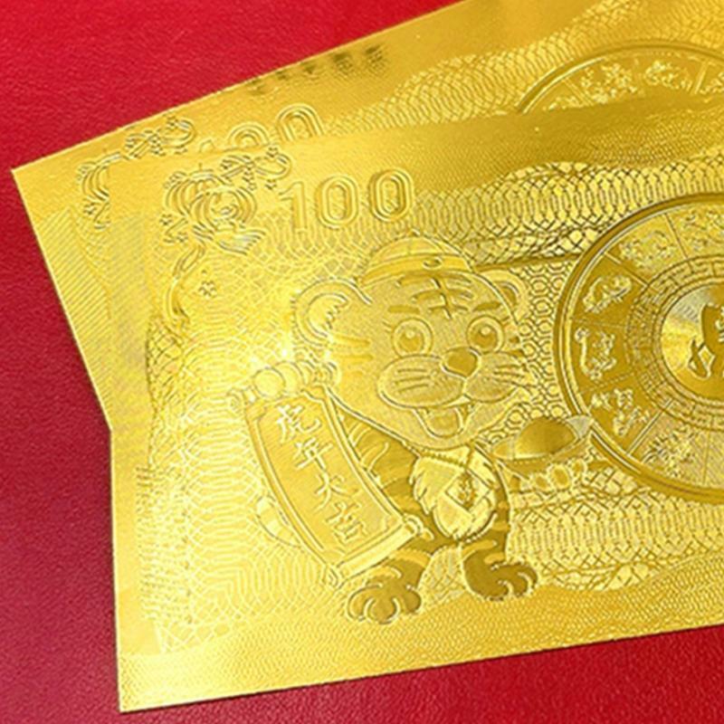 Chinese Zodiac New Year Tiger Metal Foil Note Collection with Red Money Envelope