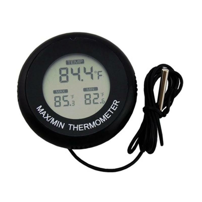 Max Min Record Round Thermometer with Sensor for Aquarium Fish Tank Reptile Box