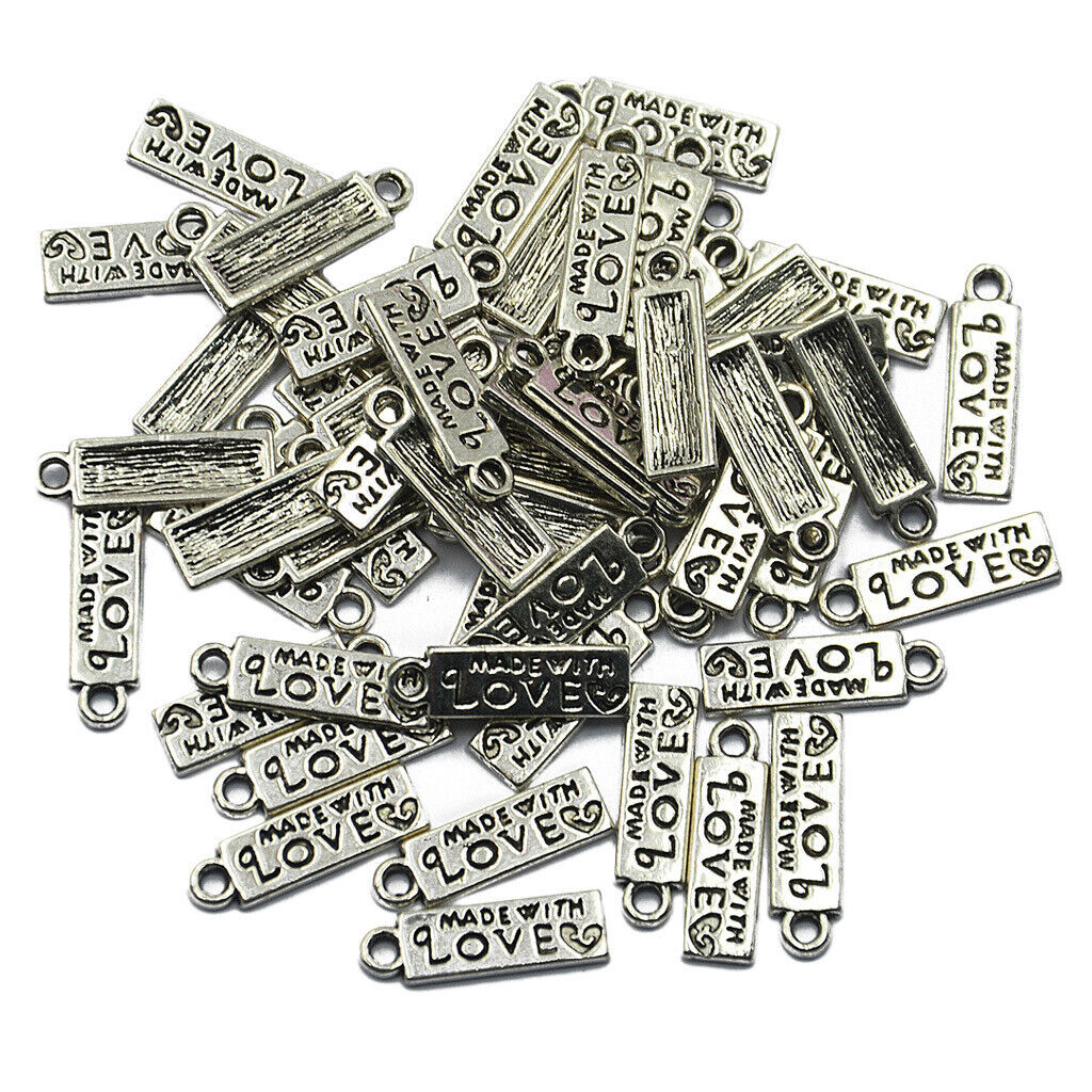100 Piece Tibetan    Heart Rectangle Heart Charms Pendant