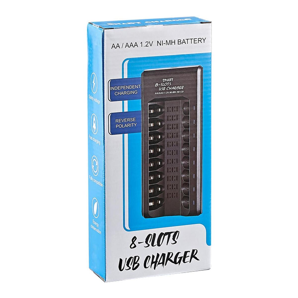 Smart 8 Slots 1.2V AA/AAA Battery Rechargeable USB Charger Multi-Protection