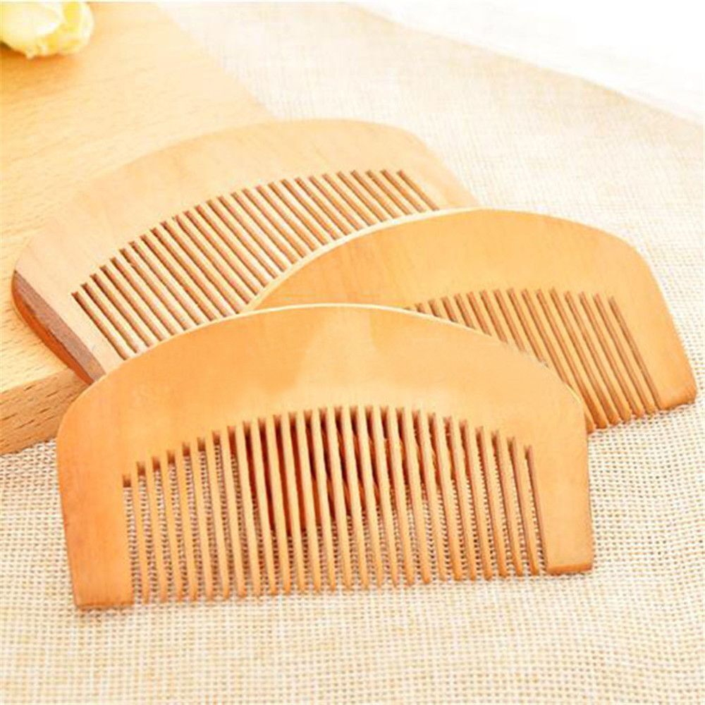 Hairdressing Beard Hair Comb Peach Wood Mustaches Brush Fine Coarse Teeth
