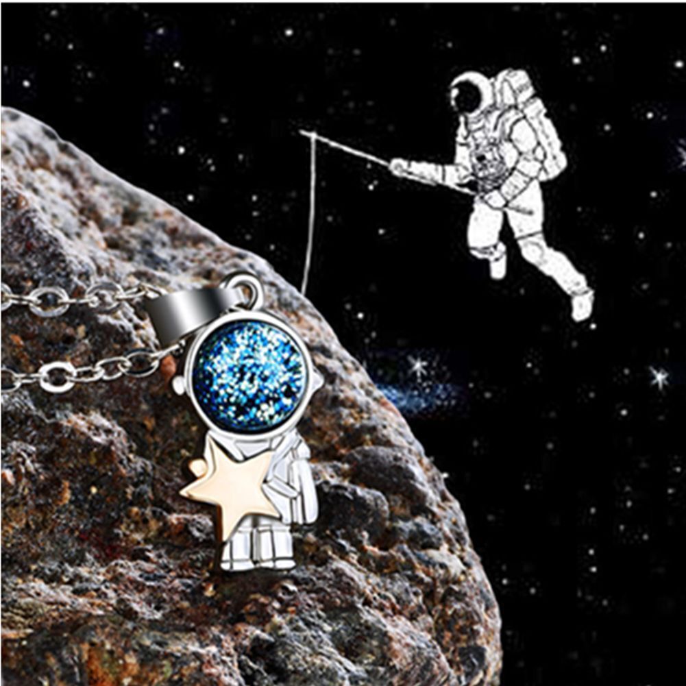 and Moon Astronaut Couple Clavicle Necklace Astronaut Pendant Couple Necklace