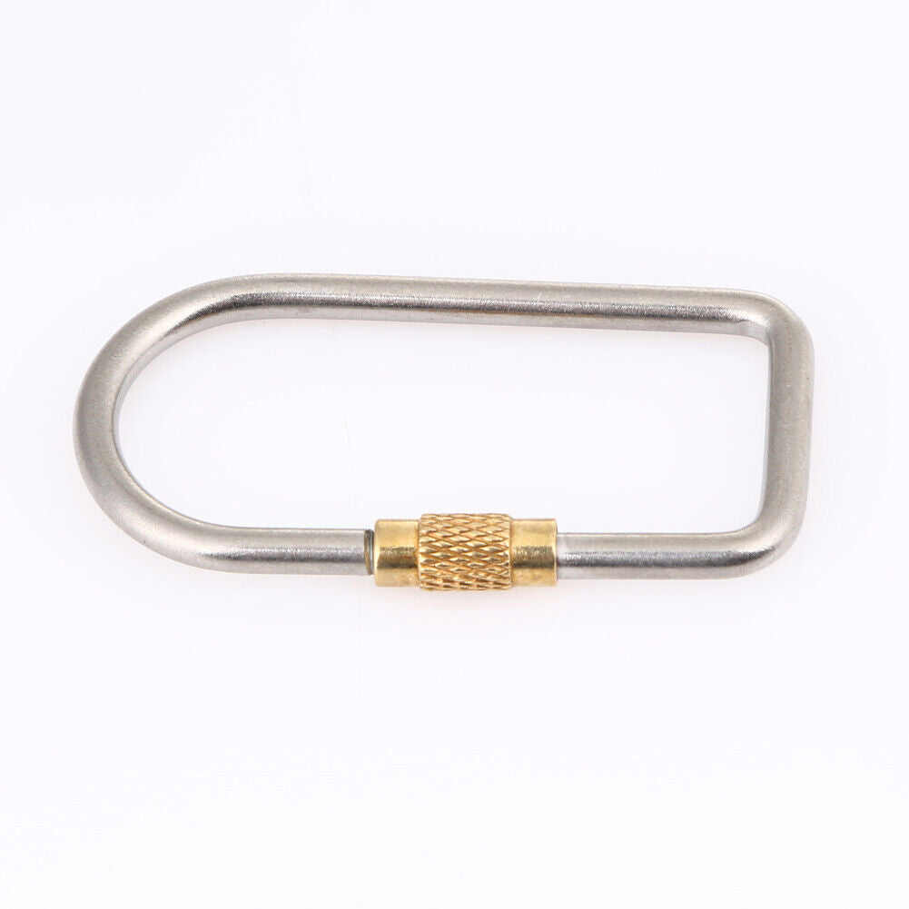 D Shape Titanium Alloy Screw Lock Carabiner Clip Hook Keychain Camping