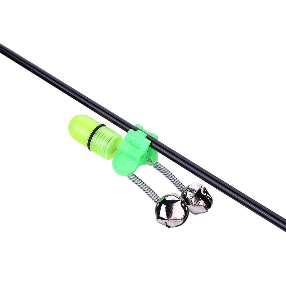 Night Fishing Rod Tip Night Light Twin Bells Ring Fishing Bait Alarm (Red)