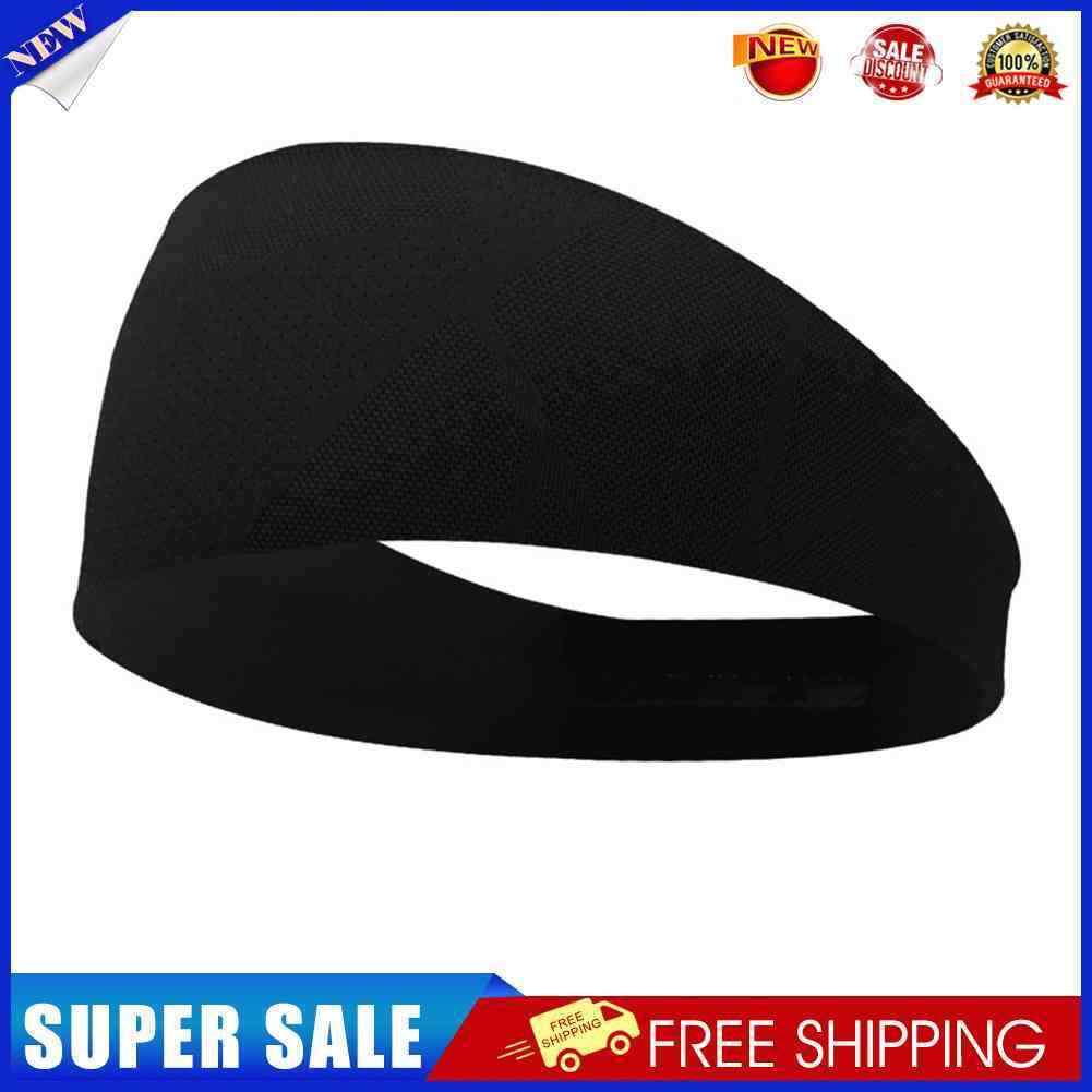 Men Women Fitness Sport Headband Sweatband Elastic Running Hairband (Black)