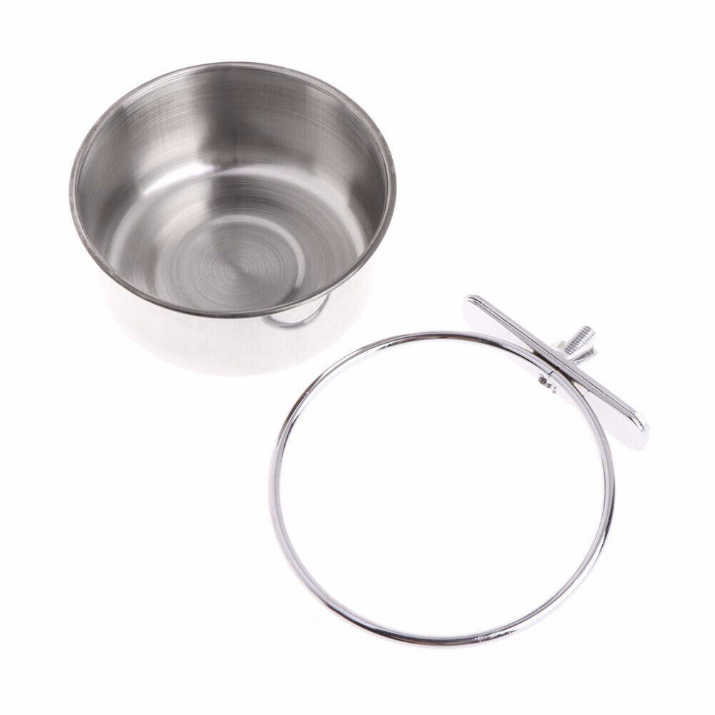 Stainless Steel Pet Bowl Hanging Stationary Drinking Water Food Feeder (L)