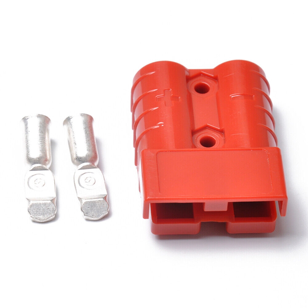 50A Battery Charging Bipolar Plug with Terminals Portable Connector (Red)