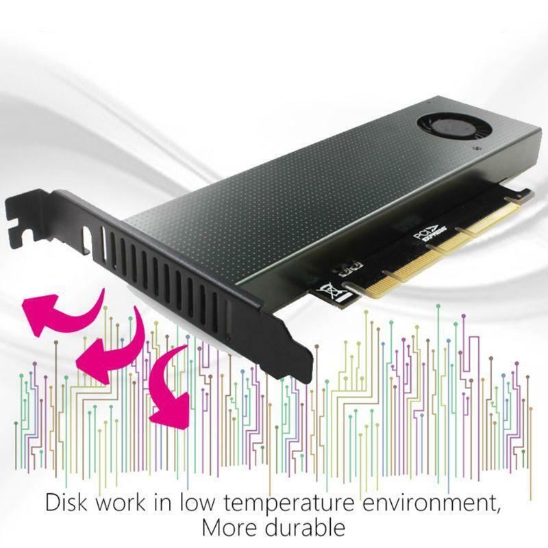 M.2 NVMe Adapter to PCIE3.0 GEN3 M.3 Built-in Turbo Fan for 2230-22110 NVME Card