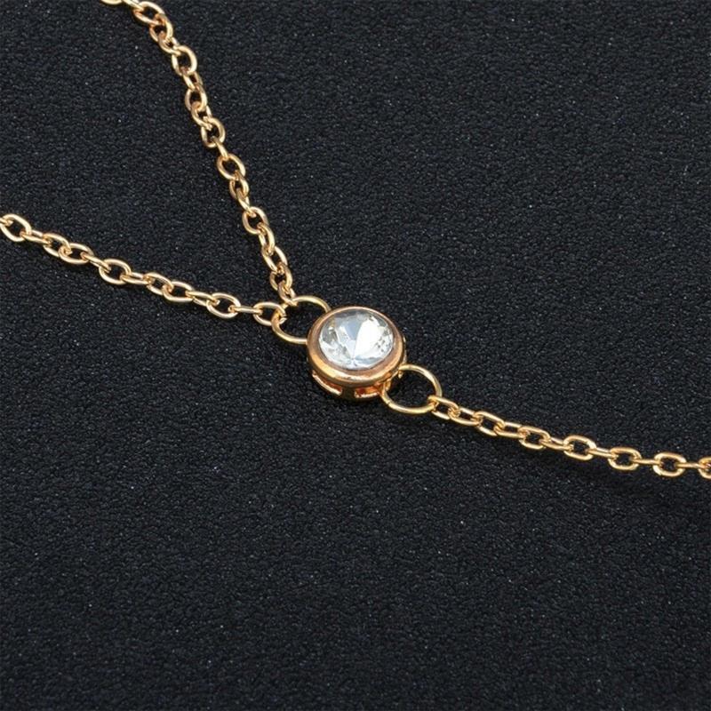 Geometric Bracelet Adjustable Chain Rhinestone Alloy Ring Bracelet for Women