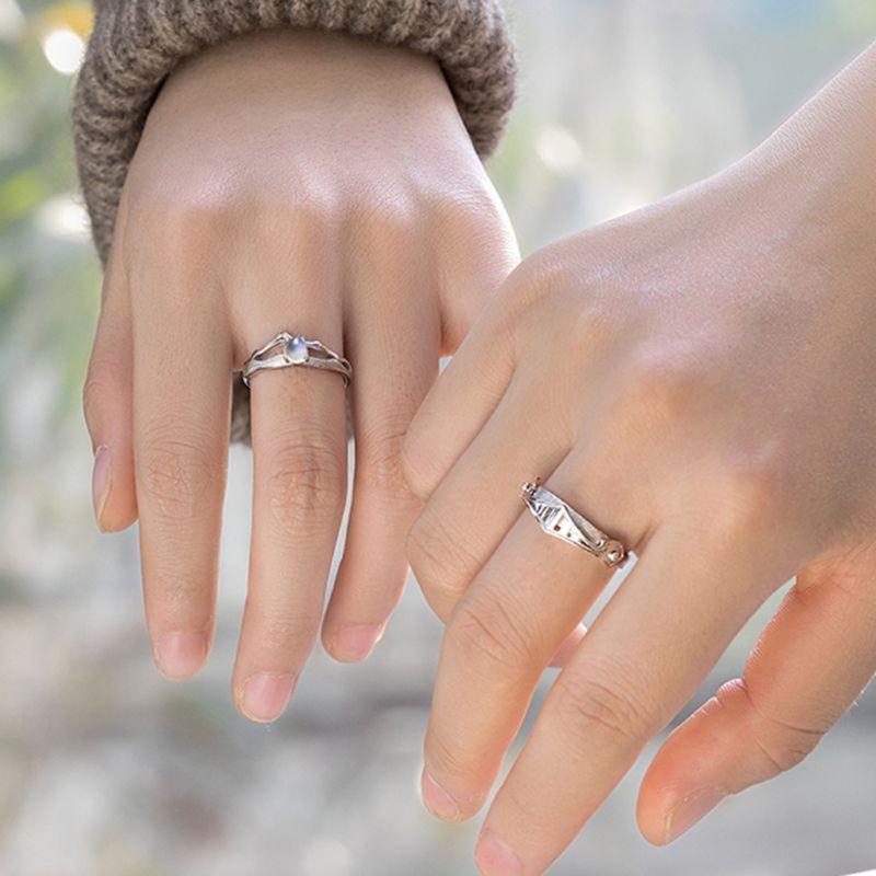 2 Pcs/Set Fashion Adjustable Matching Ring Princess and Knight Lover Couple Ring