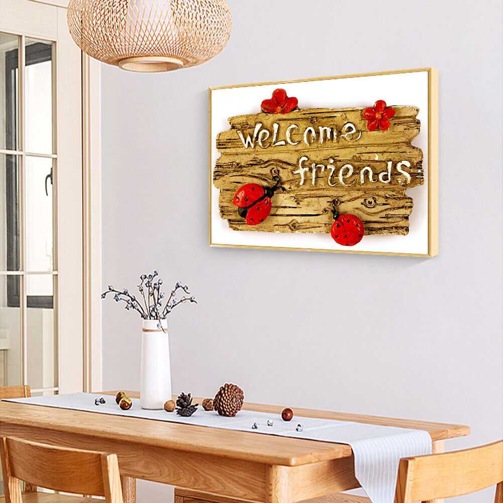 Welcome Friends 5D DIY Full Round Drill Diamond Painting Rhinestone Mosaic