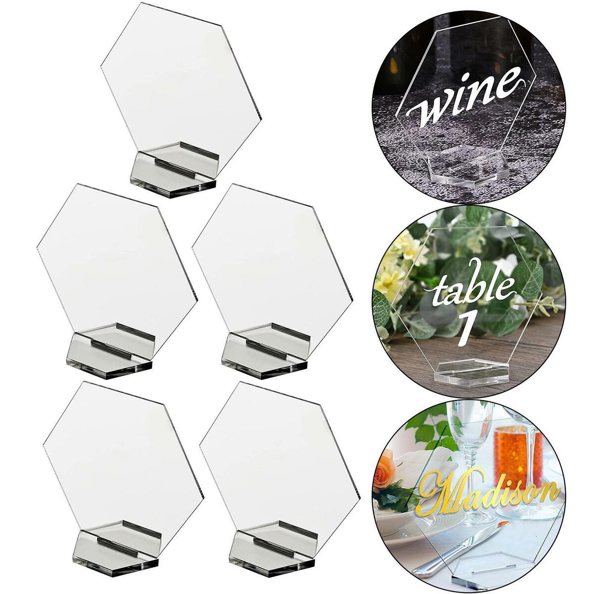 5x Clear Acrylic Place Cards with Stand DIY for Wedding Banquet Birthday