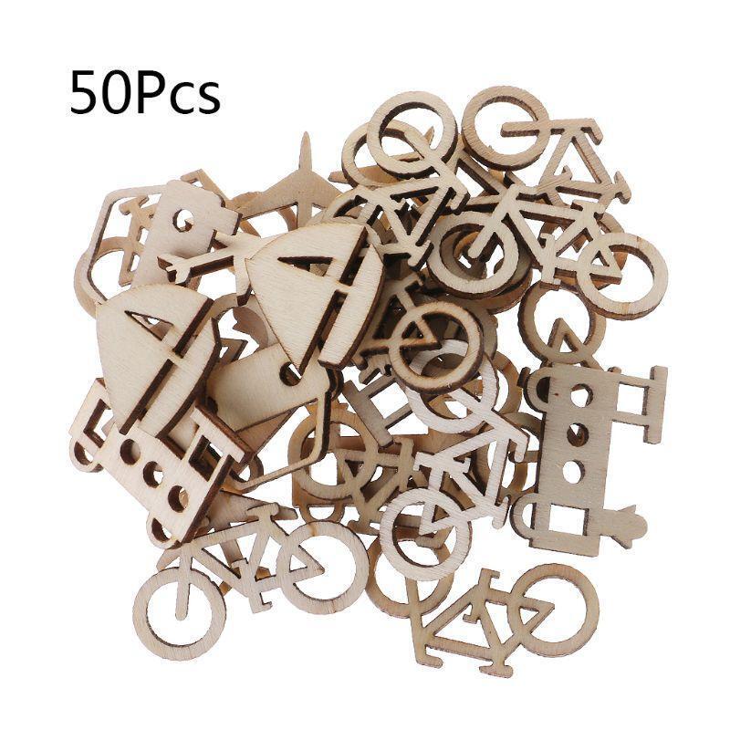 50 Pieces Natural Transportation Wood Slices Creative Wood Ornament Hangings