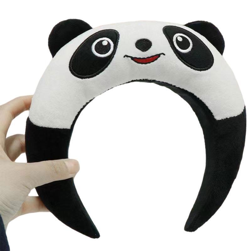 Cute Stuffed Pandas Shape Hair Hoop Women Plush Headband Makeup Hair Supplies