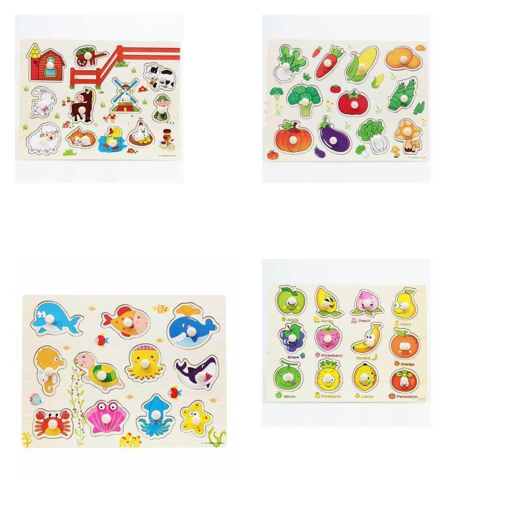 4  Wooden Jigsaw Puzzle Baby Toddler Preschool  Educational