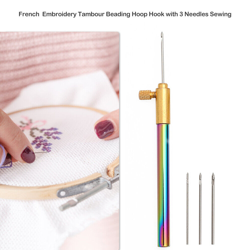 Aluminum Alloy Embroidery Needle Crochet Hook DIY Craft Tool Set w/Handle