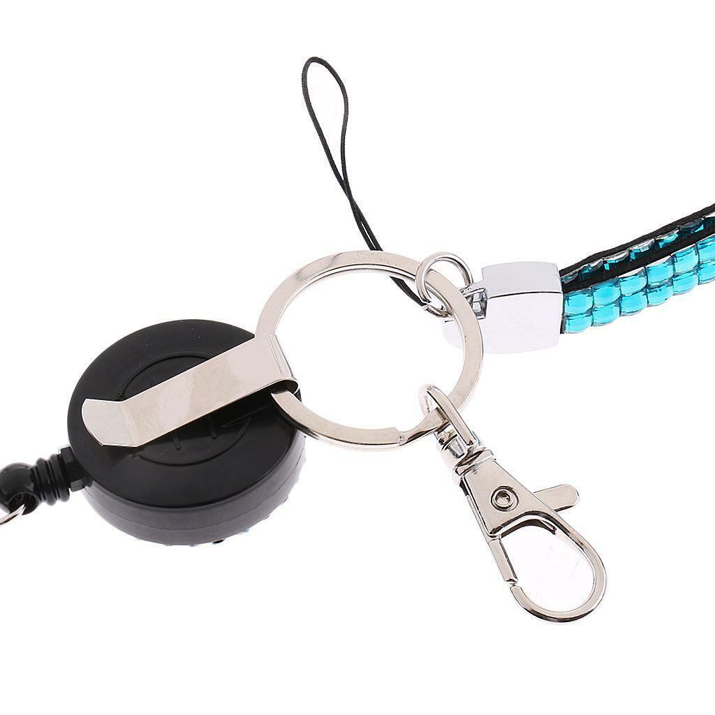 2x Rhinestone ID Badge Card Holder Vertical Clip  Necklace Case