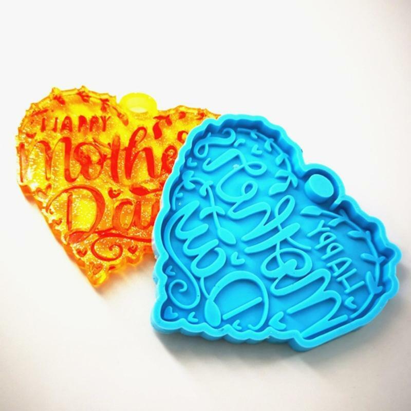 Mother's Day Love Heart Letters Keychain UV Crystal Epoxy Mold DIY Crafts Mould
