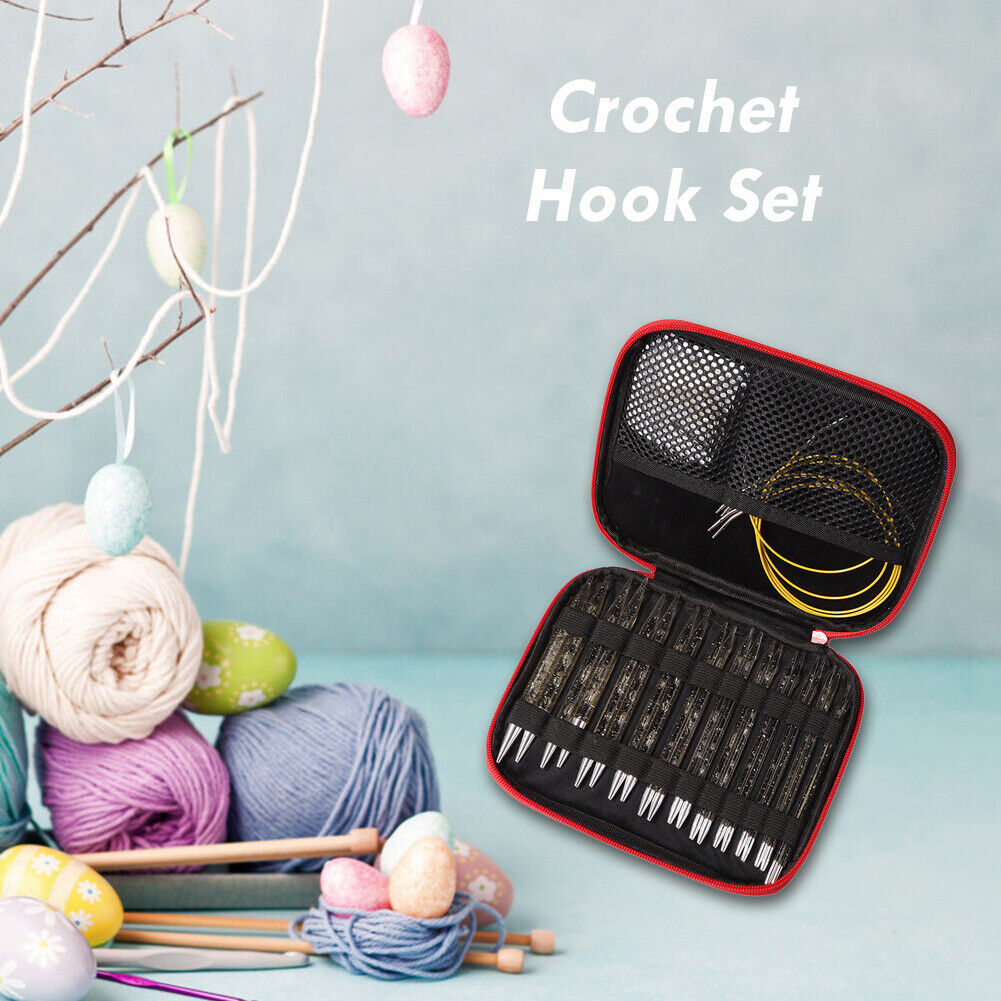 11 Pair Crochet Hook Circular Knitting Needles Set with Case DIY Art Crft