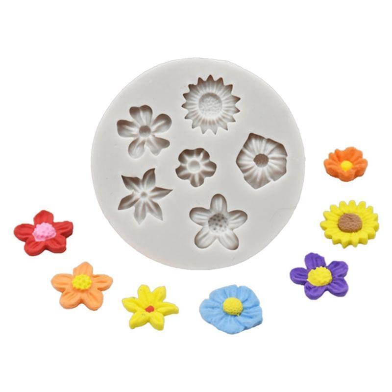 Silicone Fondant Mould Biscuit Molds Flower Shapes DIY Reusable Baking Accessory