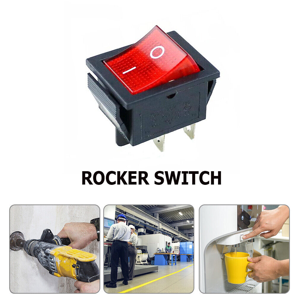 Rocker Switch Power Switch 2-Level 4 Pins with Light 10A AC125-250V (Red)