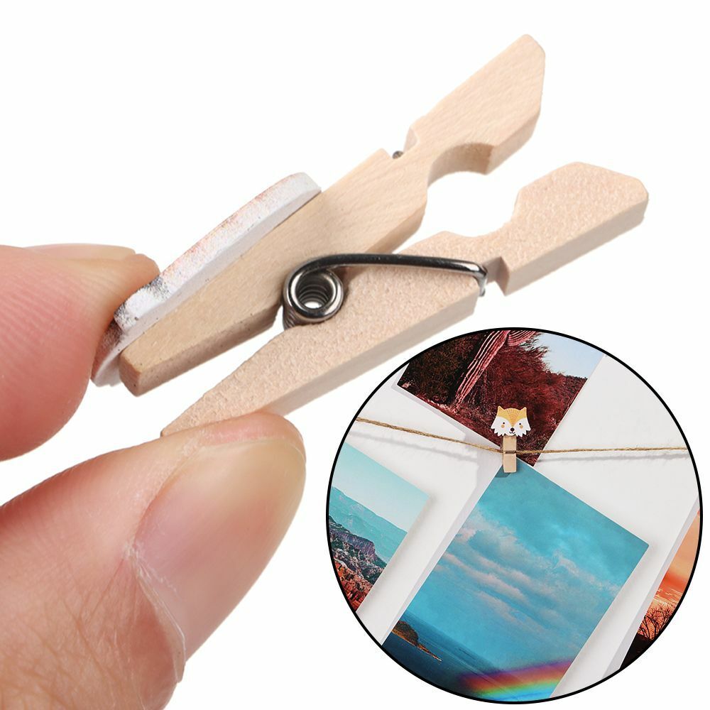Desk Decoration Cute With Hemp Rope Photo Clip Craft Decoration Wooden Clip