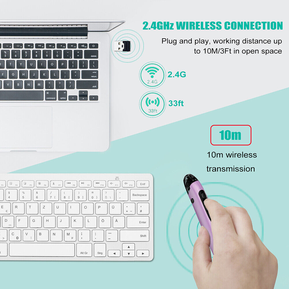 PR-A19 Wireless Optical Pen Mouse 2.4GHz USB Bluetooth-compatible Air Mouse