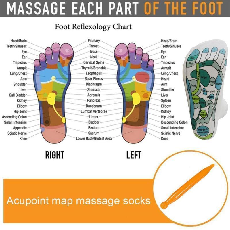 Acupressure Reflexology Socks Foot Massage English Schematic Hosiery with Stick