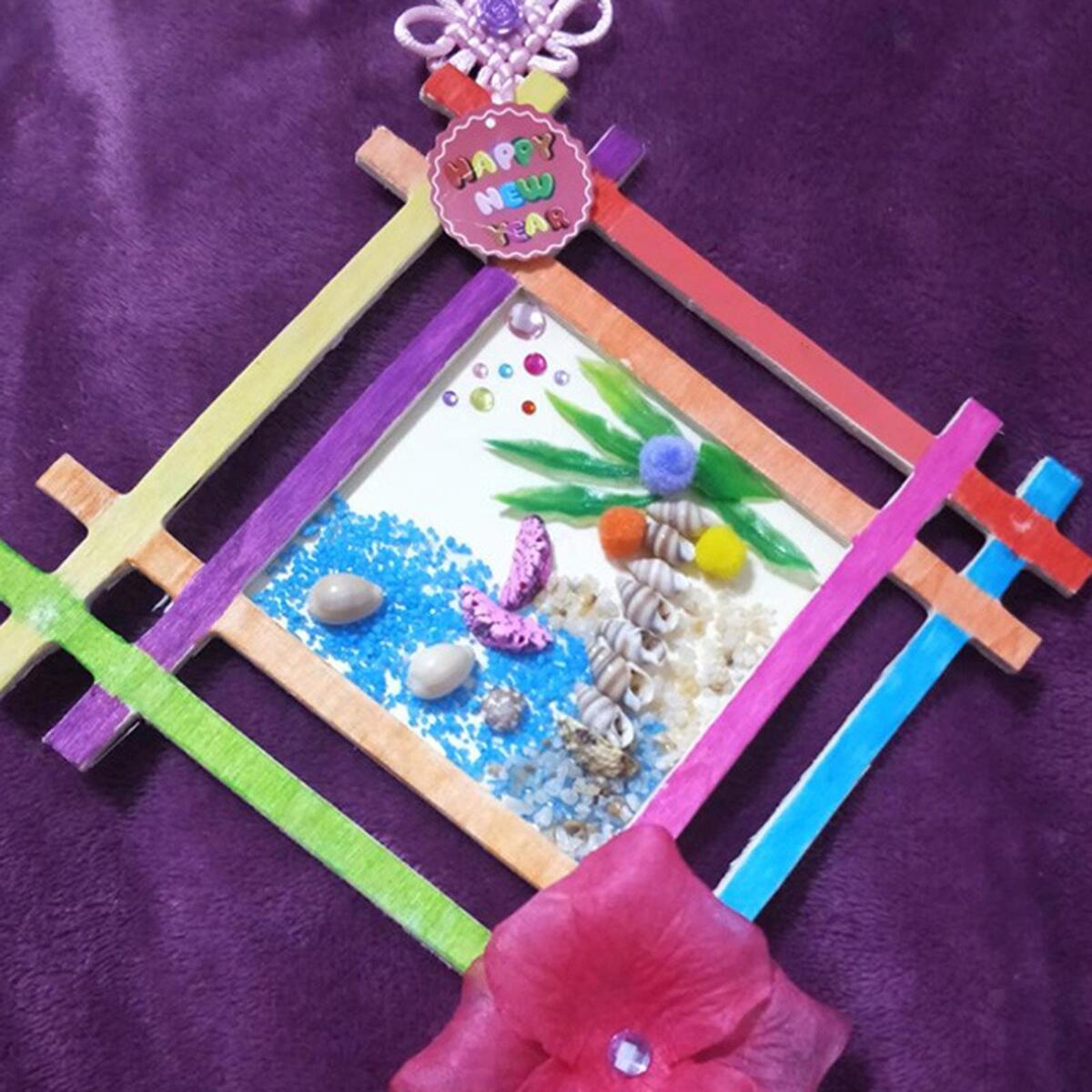 5x Wooden Frame for Clay Painting Well Shaped Hand Painted Children DIY