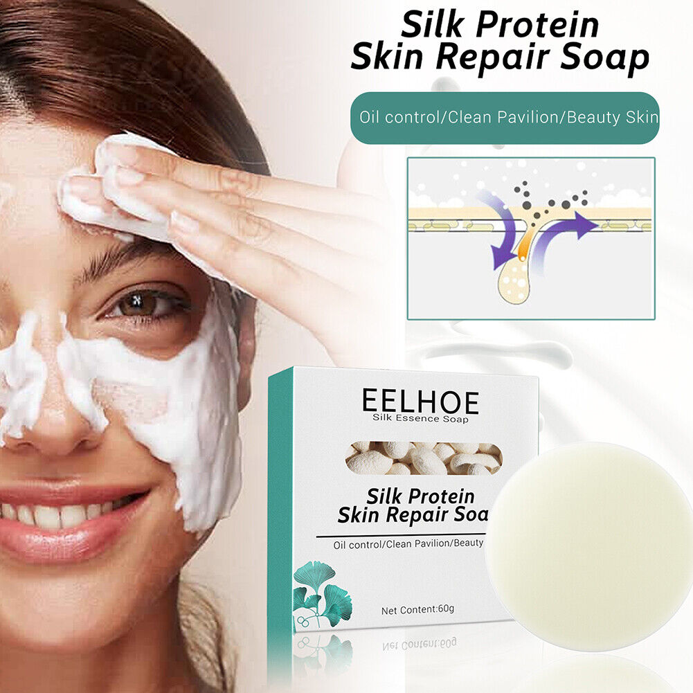 Silk Protein Soap Oil Control Face Deep Cleansing Pores Mites Acne Remover