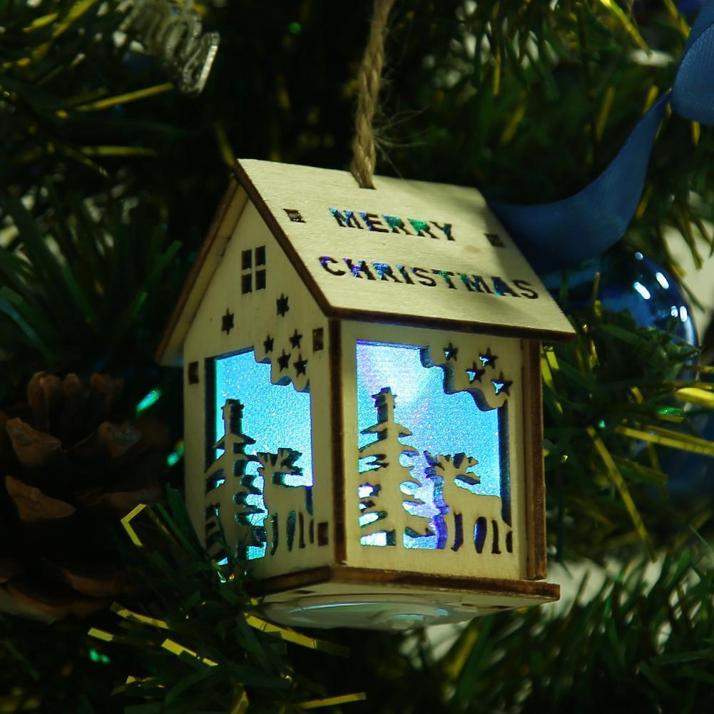 Cute Mini Wood Hollow House Christmas Light Tree Hanging Decor (Deer)