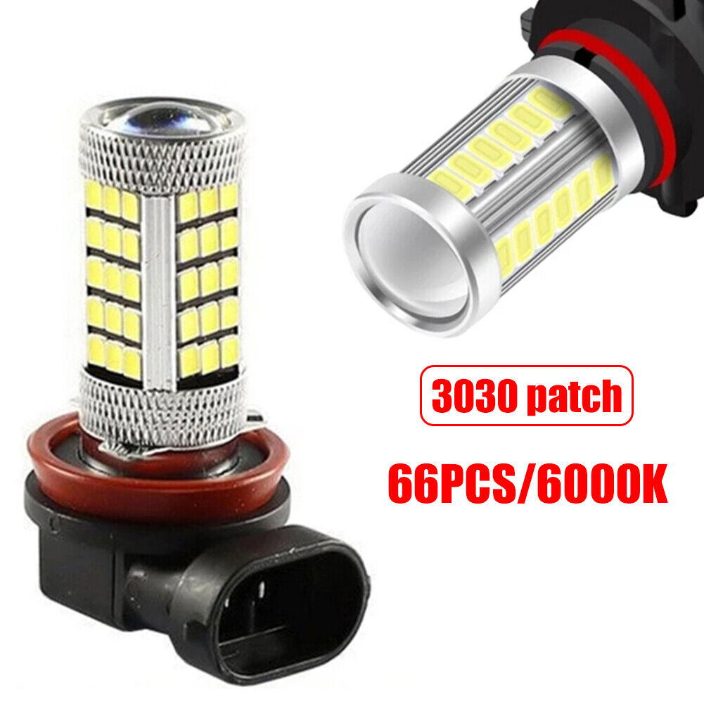 2pcs H8 LED Car Fog Light Bulbs 6000K 3030 SMD LED Fog Lamp Bulbs 12-24V
