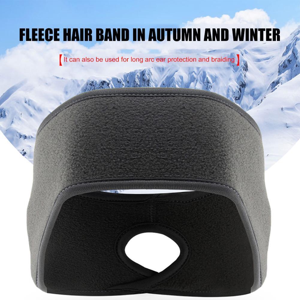 Outdoor Fleece Ponytail Headband Yoga Running Fitness Warm Sweatband (Grey)