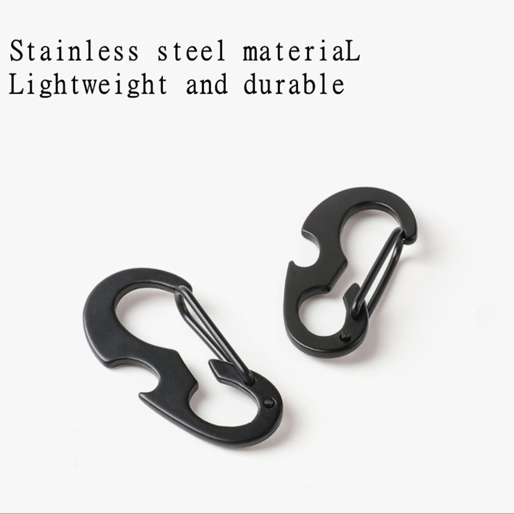 Metal Outdoor Camping D Shape Buckle Keychain Spring Hook Bottle Opener