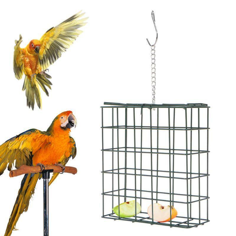 Bird Feeder Green Cube Cage Food Container Outdoor Wild Birds Parrot Feeding